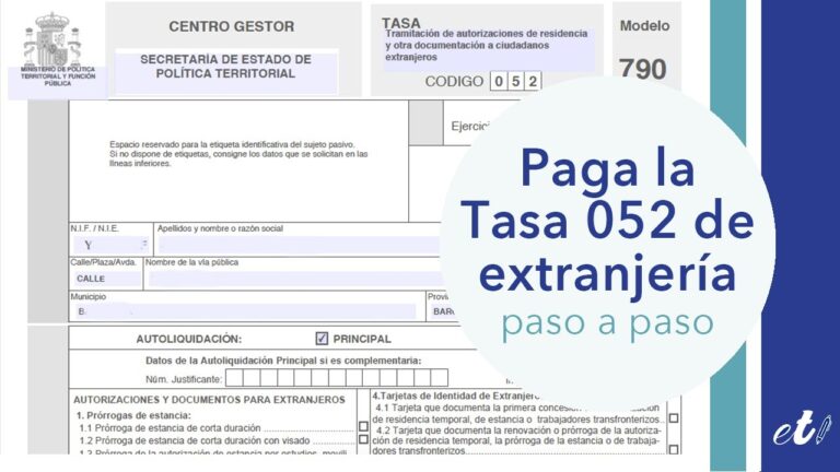 como rellenar la tasa 790 código 052 sin nie